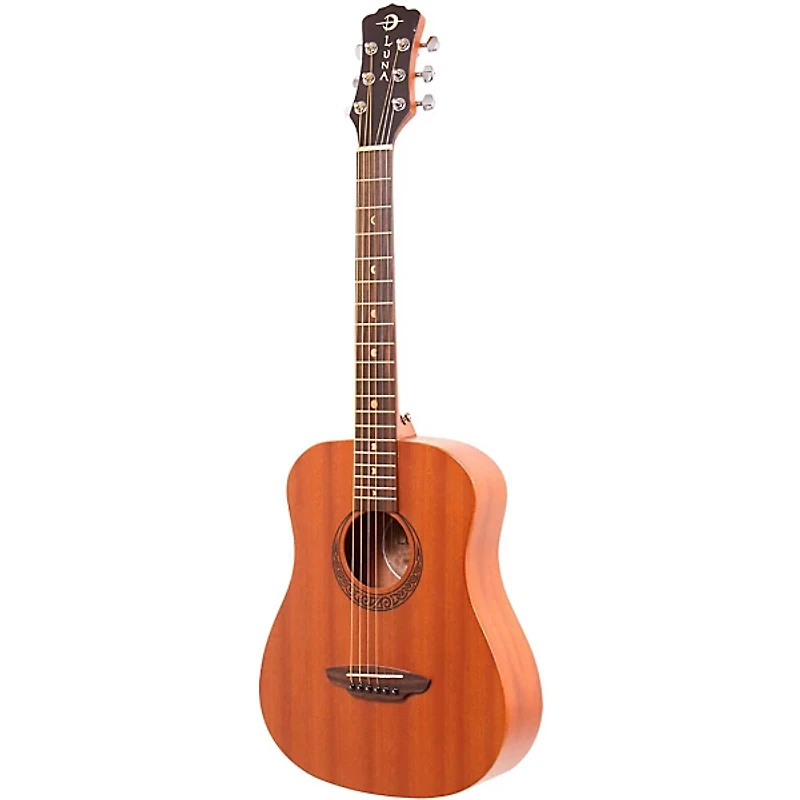 Luna Muse Safari Series Mahogany 3/4 Dreadnought Travel Acoustic Guitar Natural