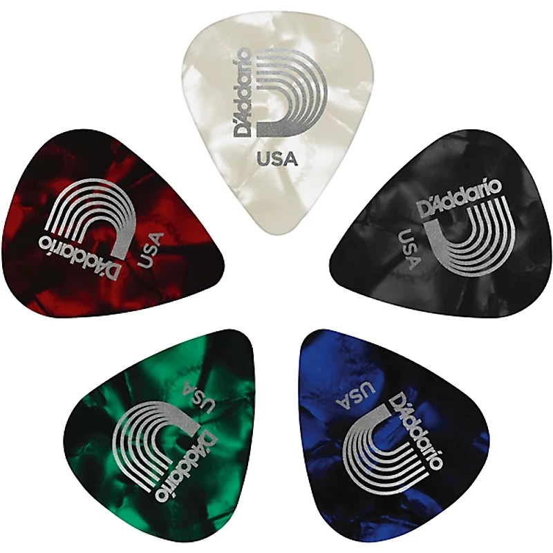 D'Addario Standard Celluloid Pearl Picks Assorted 10-Pack Medium