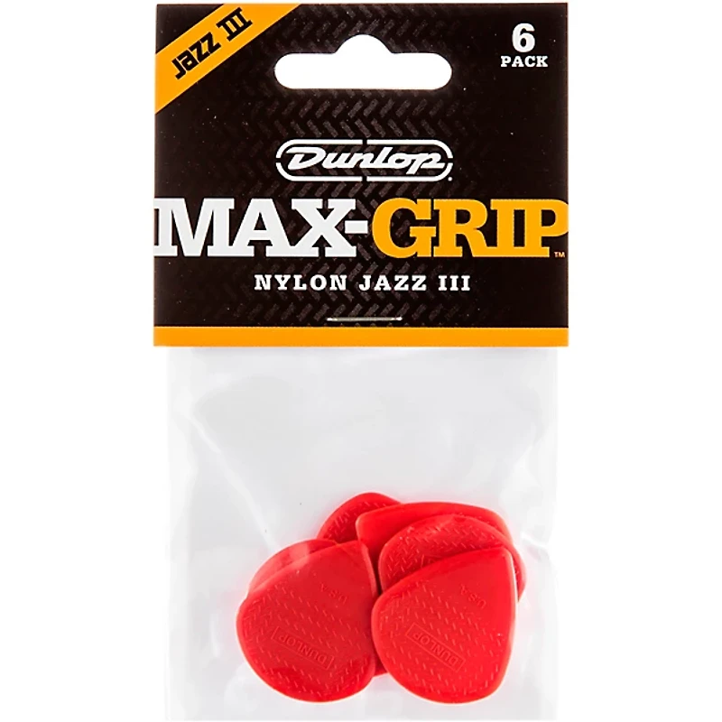 Dunlop Nylon Max Grip Jazz III Guitar Picks 6-Pack 1.38 mm
