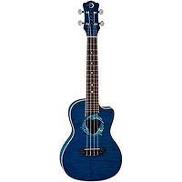Luna Dolphin Concert Acoustic-Electric Ukulele Transparent Blue Flame Maple