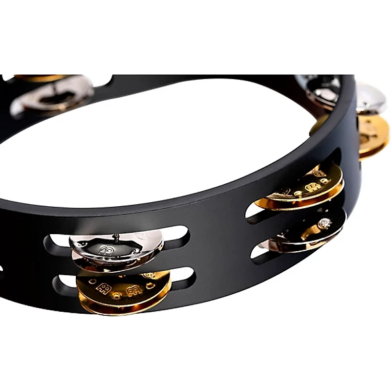 MEINL Compact Wood Tambourine Two Rows Dual Alloy Jingles Black