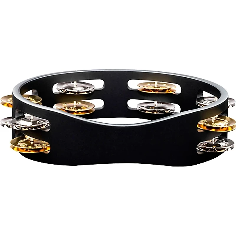 MEINL Compact Wood Tambourine Two Rows Dual Alloy Jingles Black