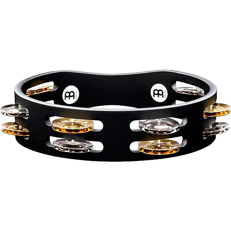 MEINL Compact Wood Tambourine Two Rows Dual Alloy Jingles Black