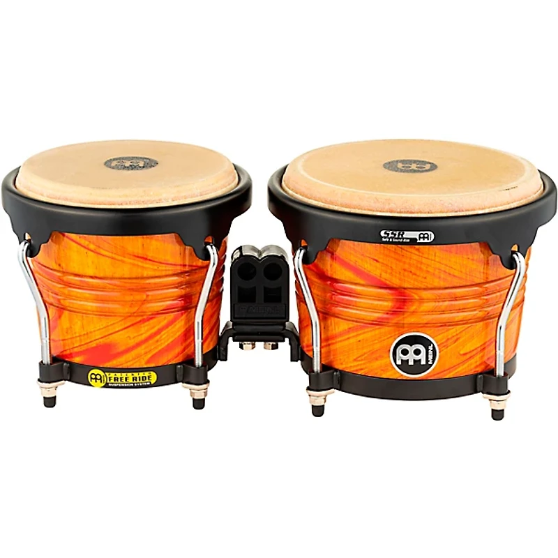 MEINL Free Ride Designer Series Wood Bongo Set Amber Flame 6-3/4 in. and 8 in.