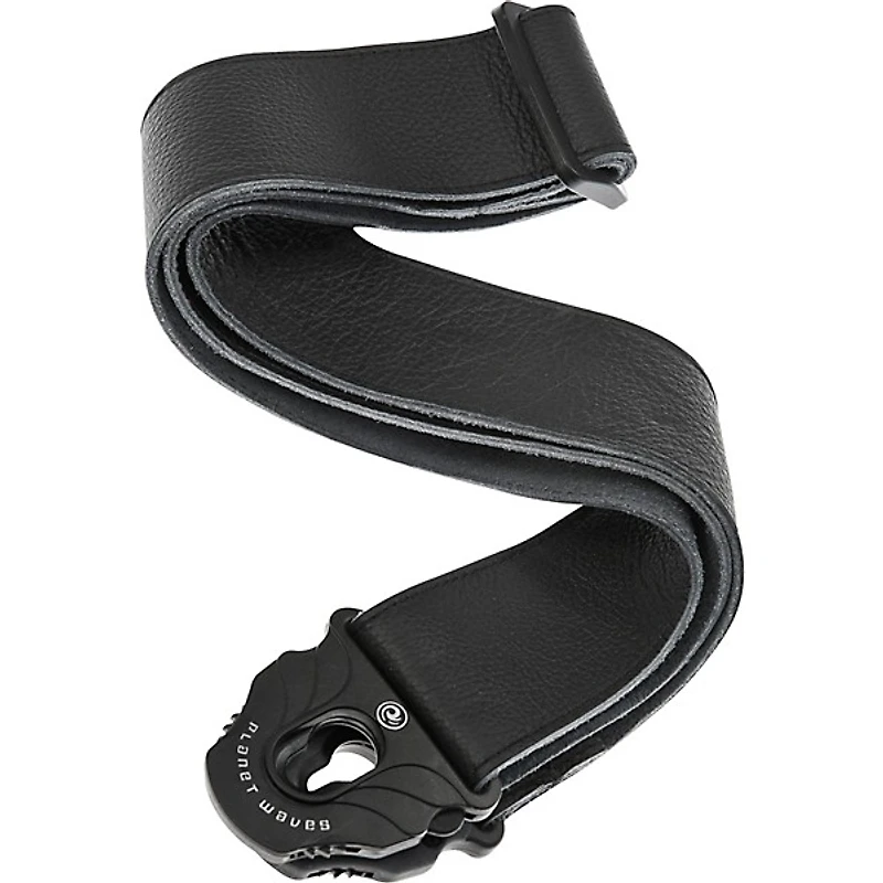 D'Addario Planet Lock Leather Guitar Strap Black