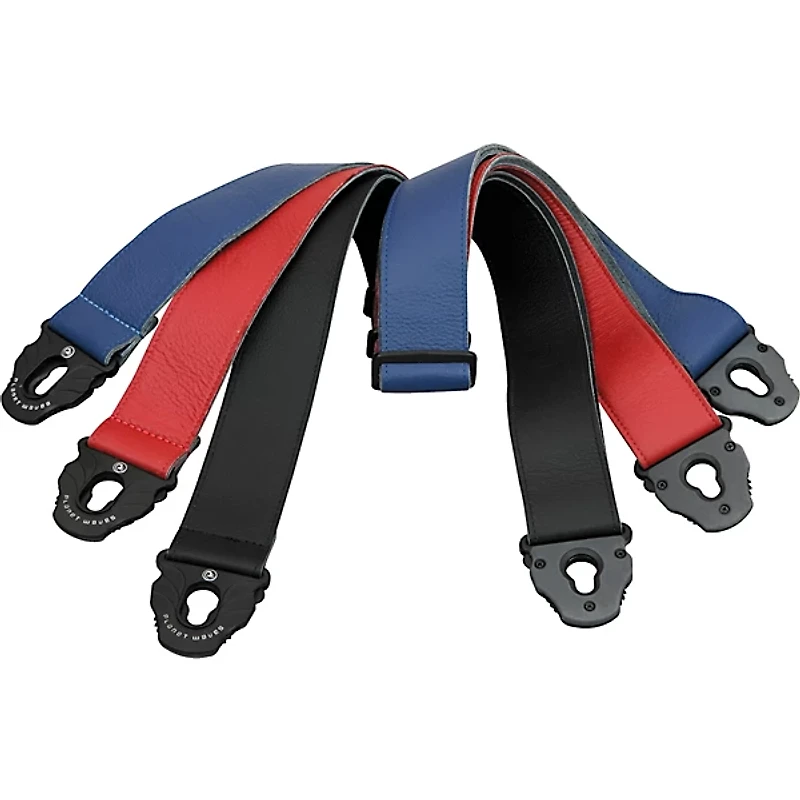 D'Addario Planet Lock Leather Guitar Strap Black
