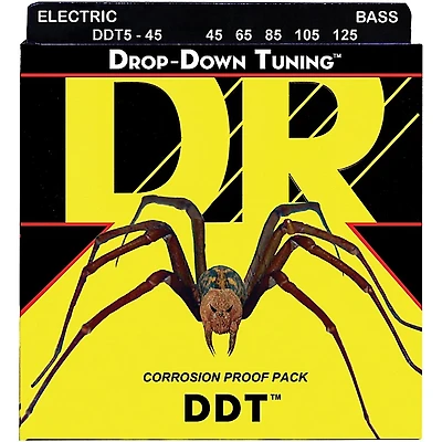 DR Strings Drop Down Tuning Medium 5-String Bass Strings (45
