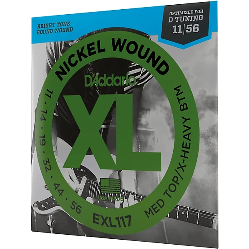 D'Addario EXL117 Medium Top/Extra-Heavy Bottom, Nickel-Wound Electric Guitar Strings