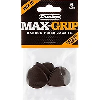 Dunlop Max Grip Jazz III Carbon Fiber Guitar Picks - 6 Pack