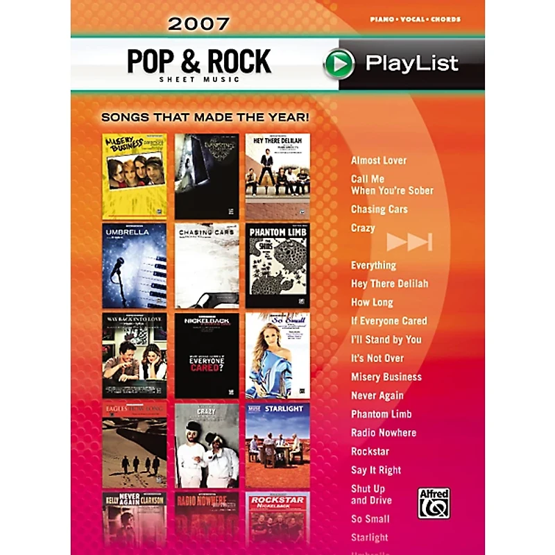 Alfred 2007 Pop and Rock Sheet Music Playlist Book