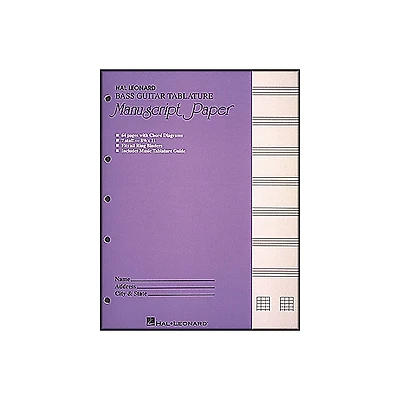 Hal Leonard Bass Guitar Tablature Manuscript Paper