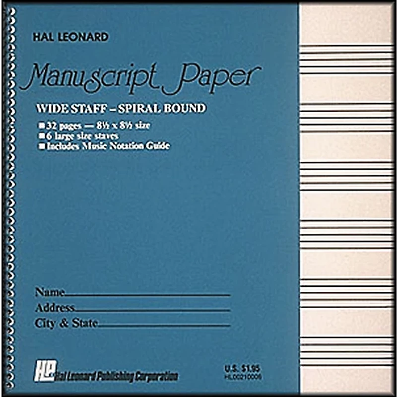 Hal Leonard Wide Staff Spiral Bound Manuscript Paper