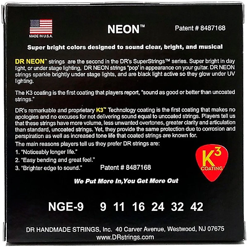 DR Strings NEON Hi-Def Green SuperStrings Light Electric Guitar Strings