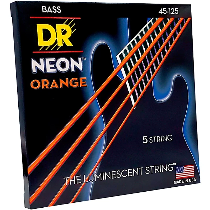 DR Strings NEON Hi-Def Orange Bass SuperStrings Medium 5-String