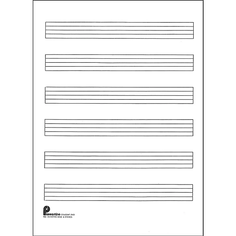 Music Sales Writing Pad #15 6 Stave Extra Wide, 40 Shts, 8X10.5