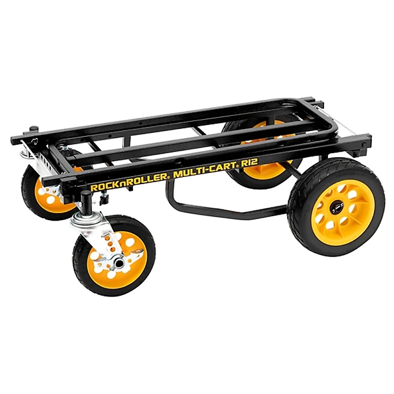 RockNRoller Multi-Cart R12RT All-Terrain 8-in-1 Equipment Transporter Cart - Black Frame/Yellow Wheels All-Terrain