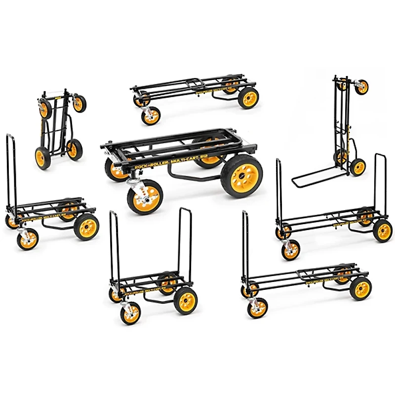 RockNRoller Multi-Cart R12RT All-Terrain 8-in-1 Equipment Transporter Cart - Black Frame/Yellow Wheels All-Terrain