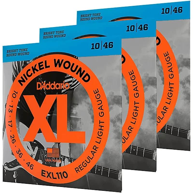 D'Addario EXL110 Nickel Light Electric Guitar Strings 3-Pack