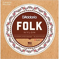 D'Addario EJ32 Folk Nylon Silver/Ball End Black Treble Guitar Strings