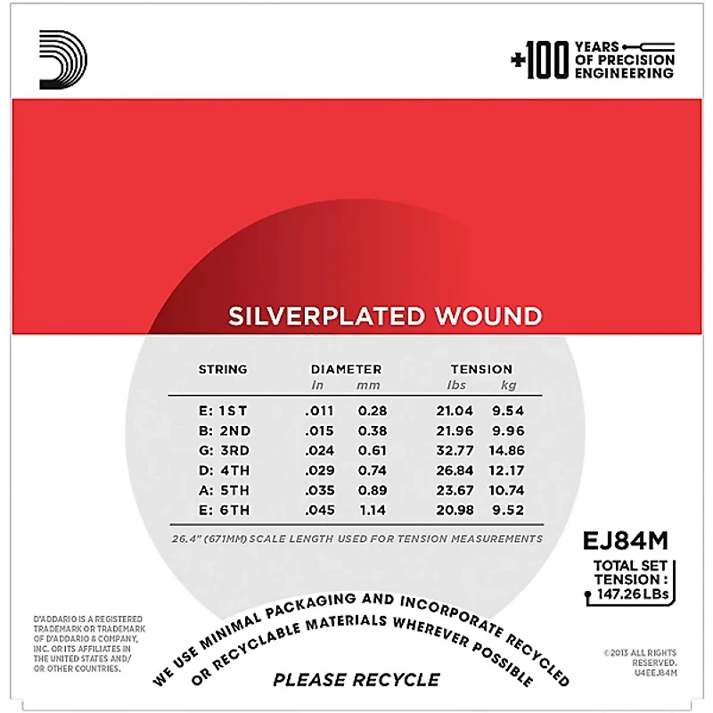 D'Addario EJ84M Gypsy Jazz Silver Wound Loop End Medium Guitar Strings