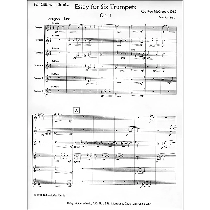 Carl Fischer Essay for Six Trumpets Book