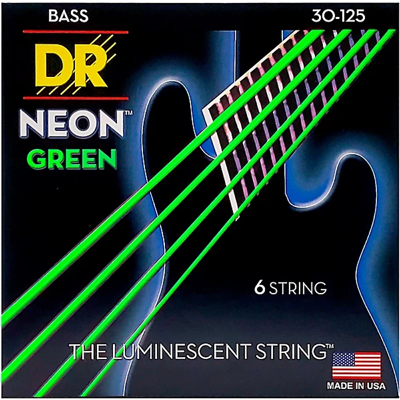 DR Strings NEON Hi-Def Green Bass SuperStrings Medium 6-String