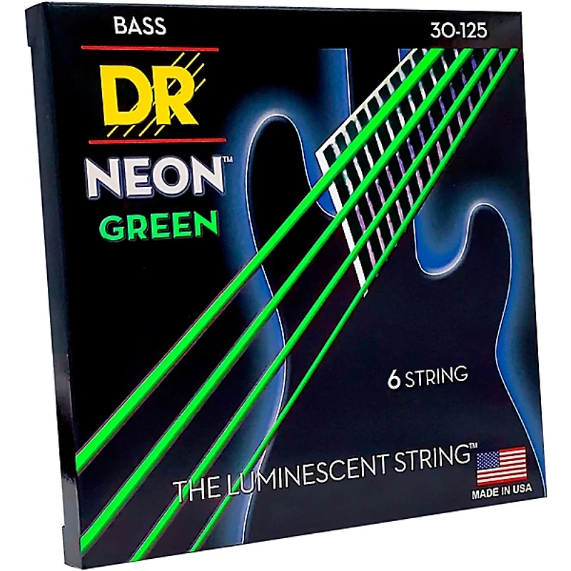 DR Strings NEON Hi-Def Green Bass SuperStrings Medium 6-String