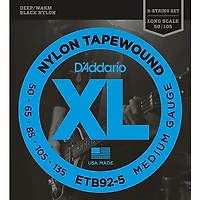 D'Addario ETB92-5 Medium Black Nylon Tapewound 5-String Bass Strings