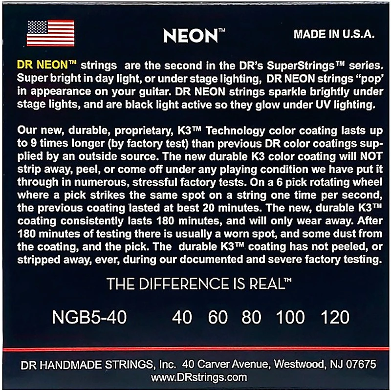 DR Strings NEON Hi-Def Green Bass SuperStrings Light 5-String