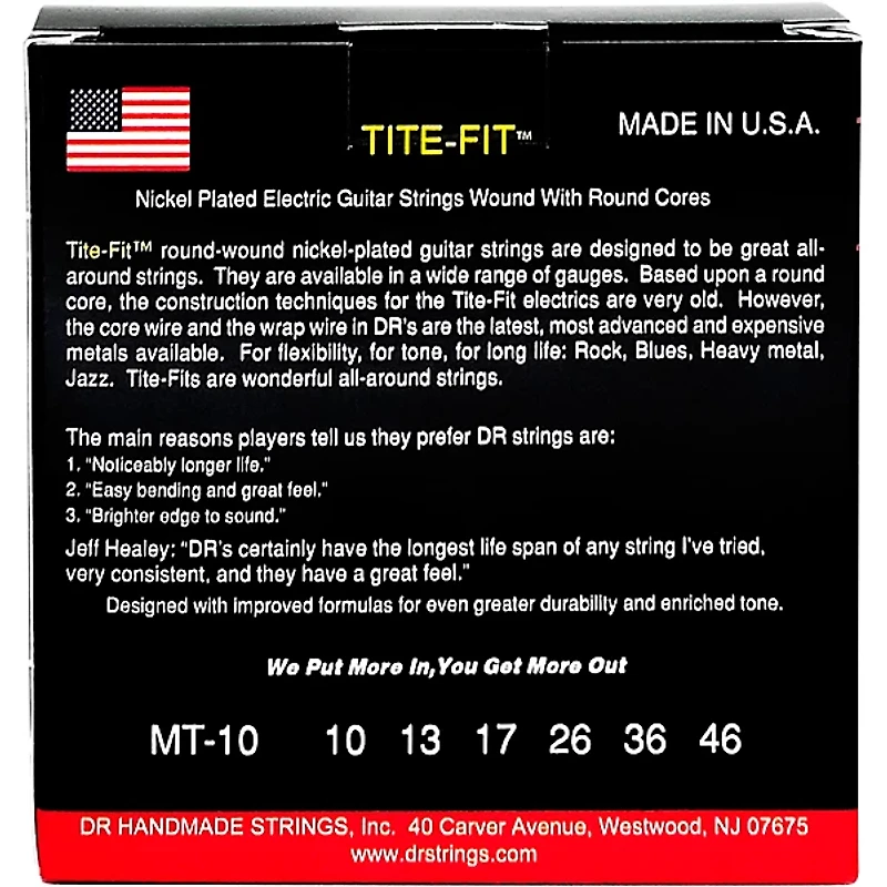 DR Strings MT-10 Tite-Fit Medium Electric Guitar Strings 3-Pack