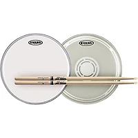 Evans EC Reverse Dot Snare Batter and Snare Side Head Pack With Free Pair of Promark Sticks