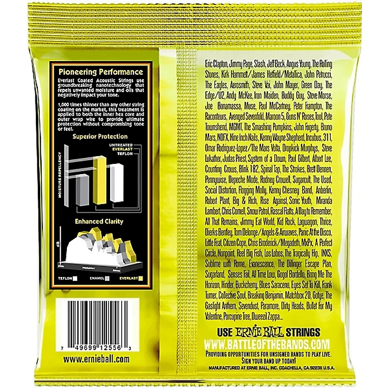 Ernie Ball 2556 Everlast 80/20 Bronze Acoustic Guitar Strings - Medium Light (12-54)