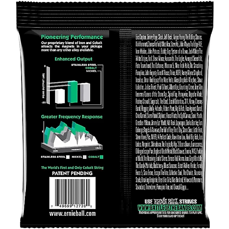 Ernie Ball P02726 Cobalt Not Even Slinky Electric Guitar Strings 12-56