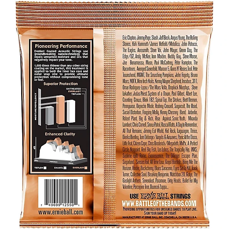 Ernie Ball 2550 Everlast Phosphor Extra Light Acoustic Guitar Strings