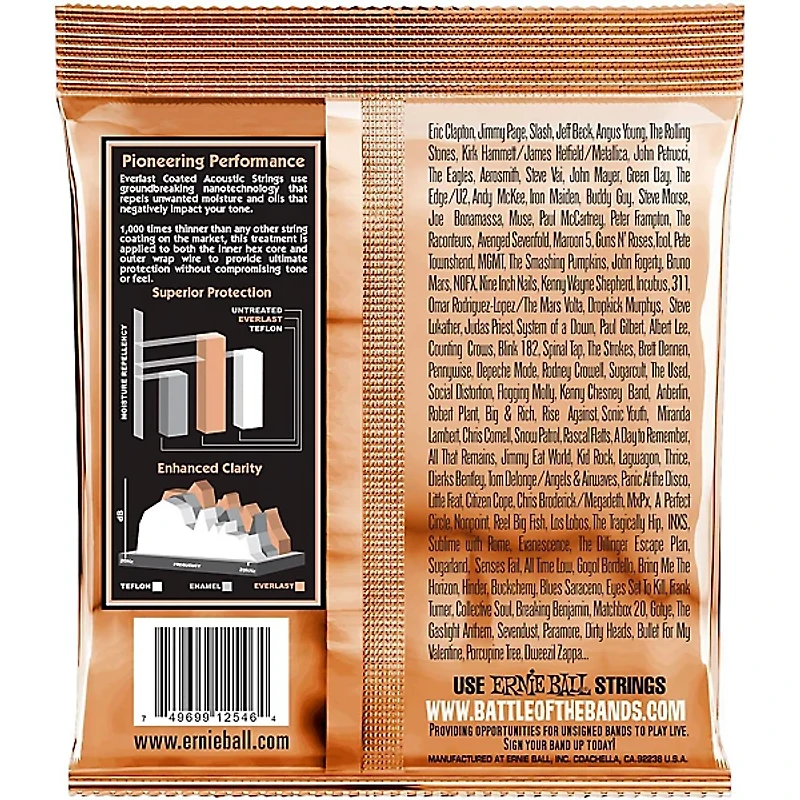 Ernie Ball 2546 Everlast Phosphor Medium Light Acoustic Guitar Strings