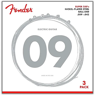 Fender 250L Super 250 Nickel-Plated Steel Electric Guitar Strings 3-Pack