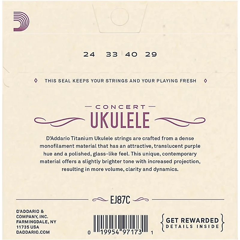 D'Addario EJ87C Titanium Concert Ukulele Strings