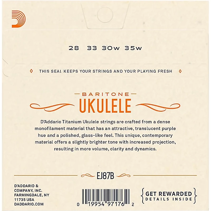 D'Addario EJ87B Titanium Baritone Ukulele Strings