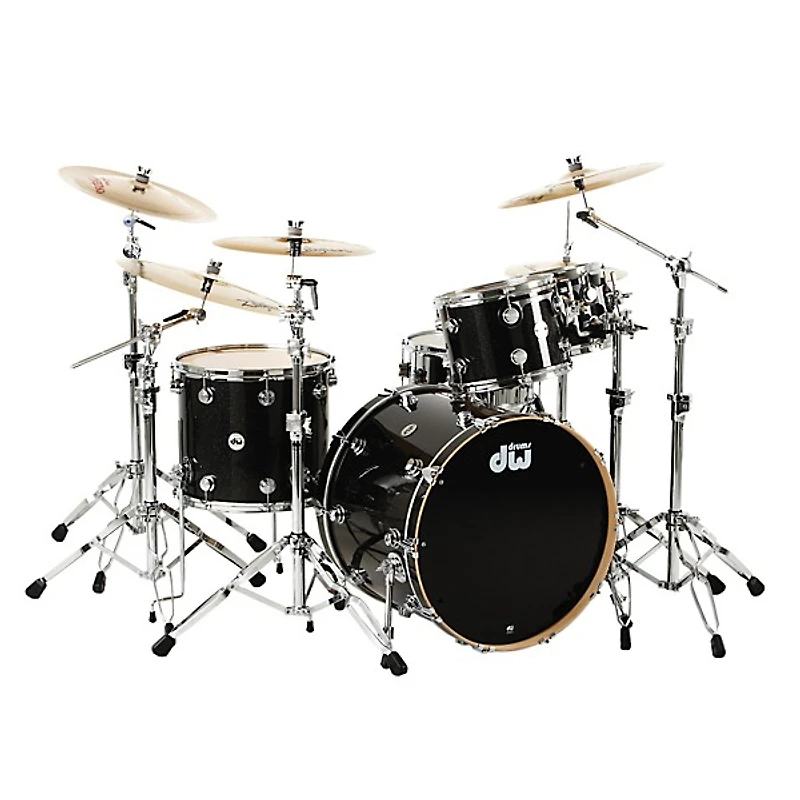 DW Collector's Series 4-Piece Shell Pack With 23" Bass Drum Black Ice Chrome Hardware