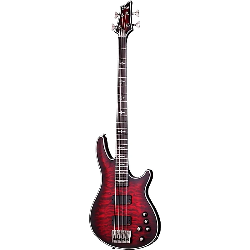 Schecter Guitar Research Hellraiser Extreme-4 Electric Bass Guitar Satin Crimson Red Burst