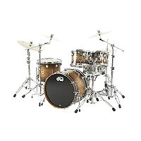 DW Collector's Cherry Lacquer Specialty 4-Piece Shell Pack All Cherry Natural to Candy Black Burst Chrome Hardware