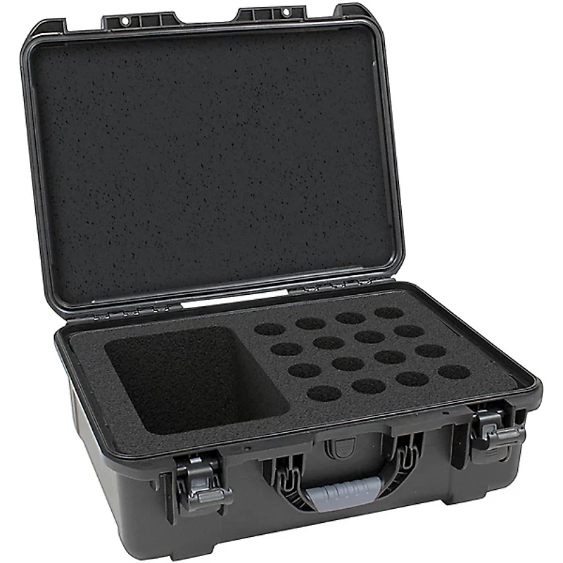 Gator GM-16-MIC-WP Waterproof Injection Molded Case for 16 Handheld Microphones Black