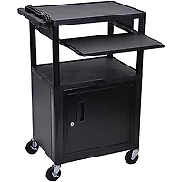 H. Wilson Plastic Cart with Steel Cabinet and Pullout Keyboard Tray