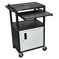 H. Wilson Plastic Cart with Steel Cabinet and Pullout Keyboard Tray