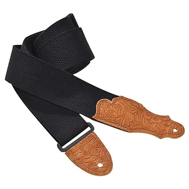 Franklin Strap 2" Cotton Strap with Embossed Suede Black