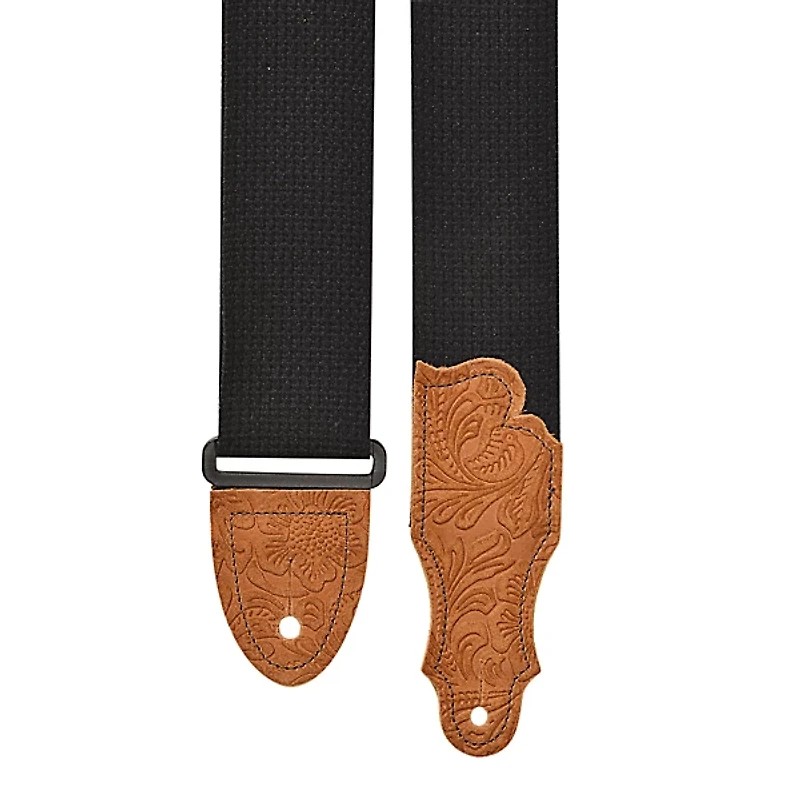 Franklin Strap 2" Cotton Strap with Embossed Suede Black