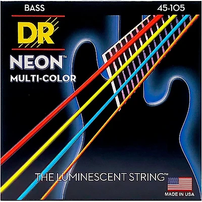 DR Strings Hi-Def NEON Multi-Color Coated Medium 4-String Bass Strings