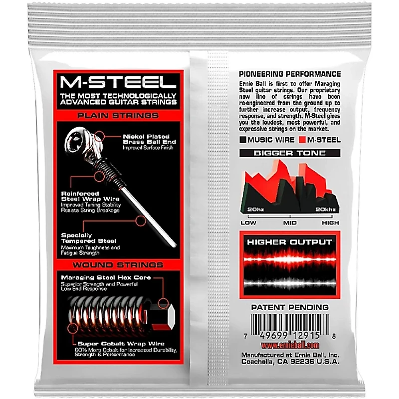 Ernie Ball 2915 M-Steel Skinny Top Heavy Bottom Electric Guitar Strings