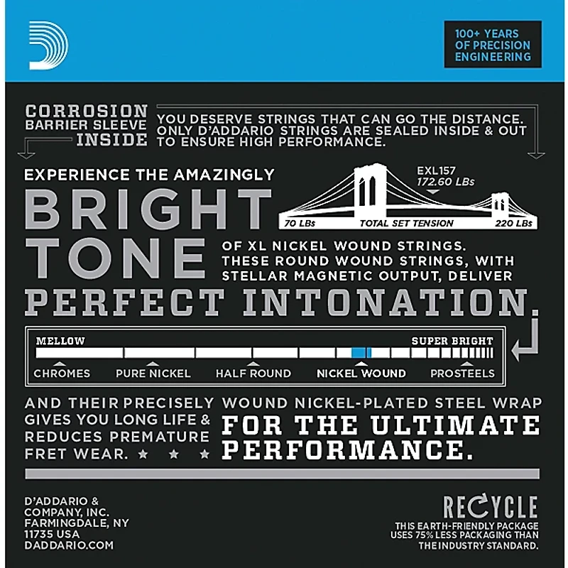 D'Addario D'Addario EXL157 Nickel Wound Medium Baritone Guitar Strings
