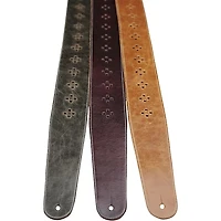 Perri's 2.5" Distressed Leather Guitar Strap with Perforated Vents and Soft Leather Back Tan